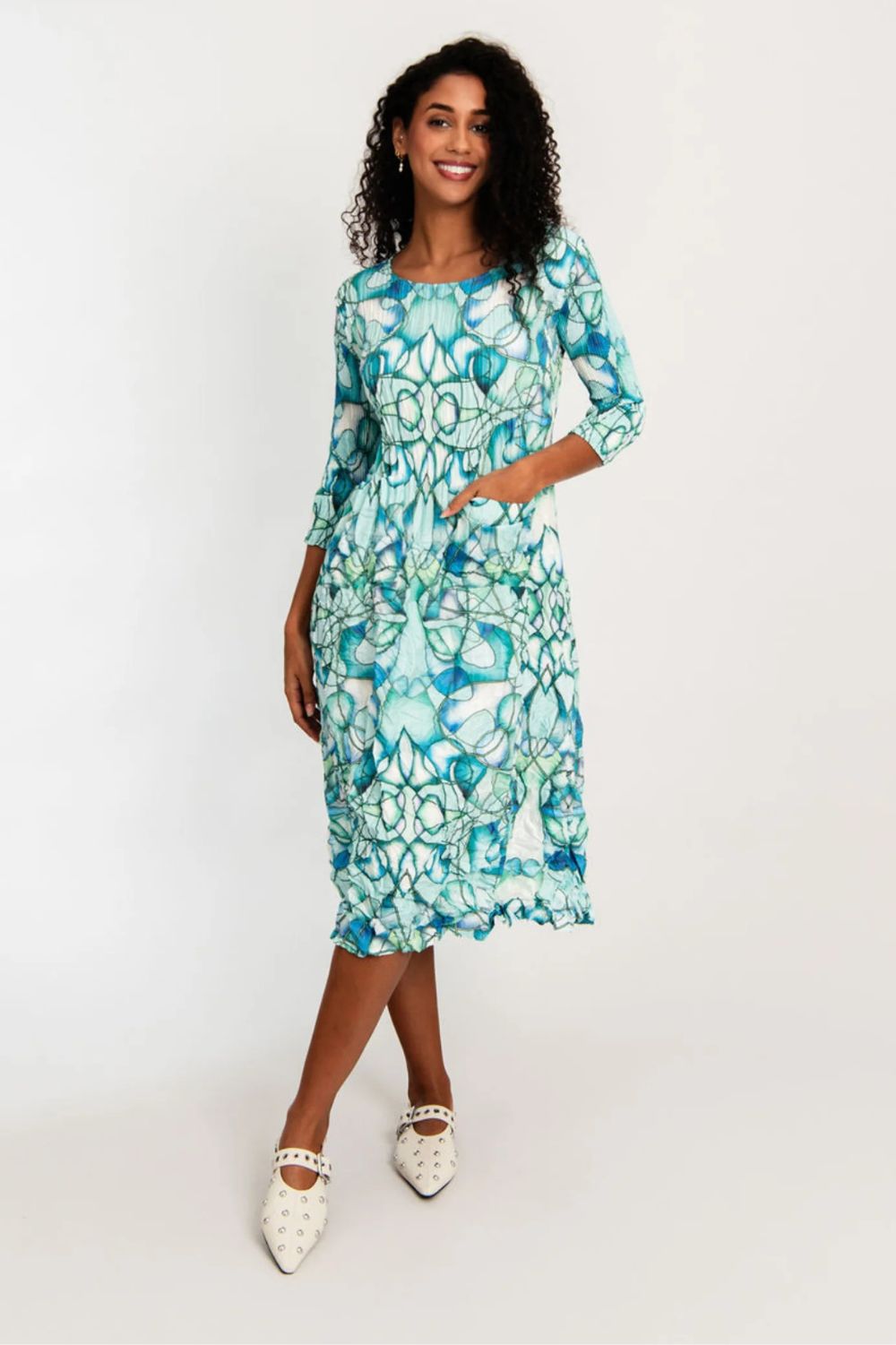 Alquema - Alquema 3/4 Sleeve Smash Pocket Dress | Seaglass -  - Silvermaple Boutique 