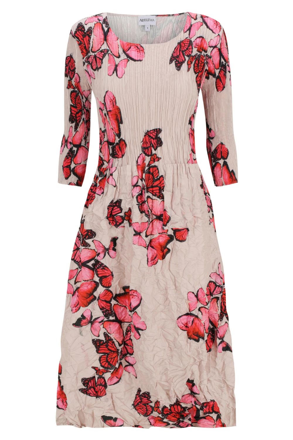 Alquema - Alquema 3/4 Sleeve Smash Pocket Dress | Wild Butterflies - Dress - Silvermaple Boutique 