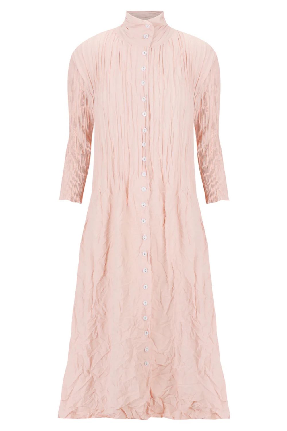 Alquema - Alquema Nehru Coat Dress | Pale Pink & White Stitching - Dress - Silvermaple Boutique 