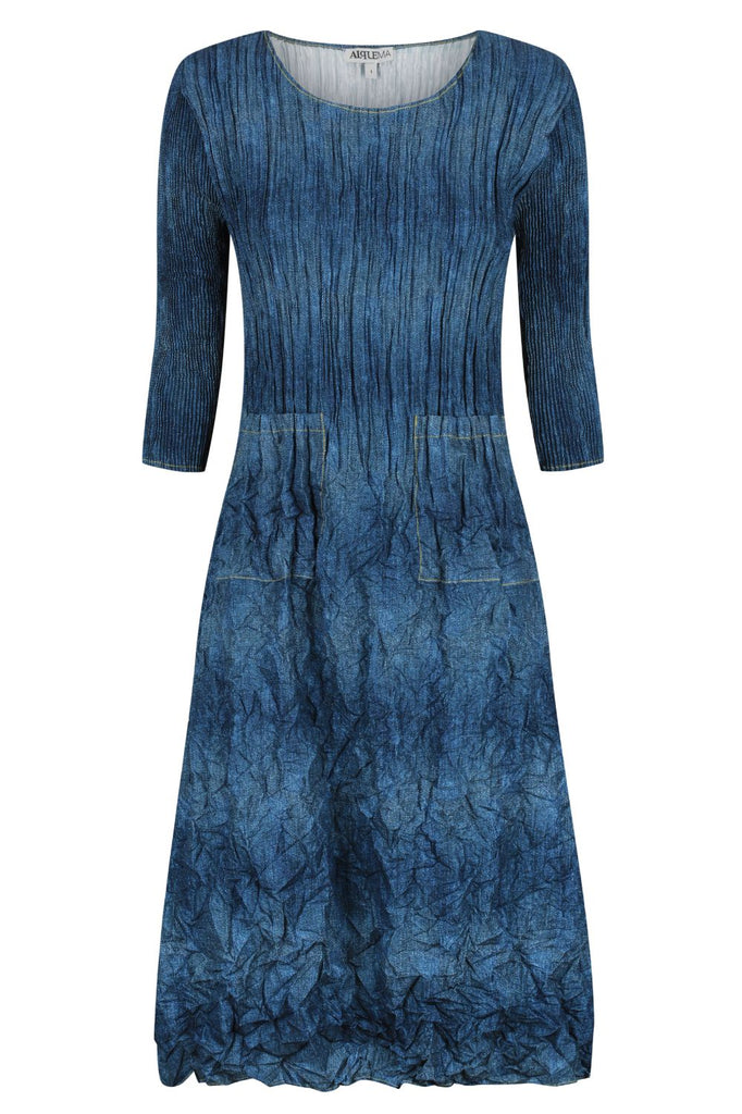 Alquema 3/4 Sleeve Smash Pocket Dress | Denim_Silvermaple Boutique