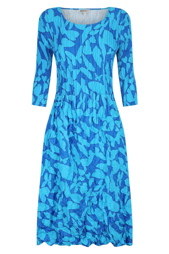 Alquema 3/4 Sleeve Smash Pocket Dress | Blue Butterflies_Silvermaple Boutique