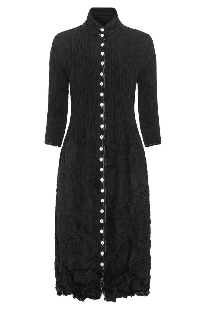 Alquema Contrast Nehru Coat Dress | Black/White Stitching_Silvermaple Boutique