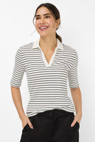 Brax - Cleo Top | Navy Stripe - Top - Silvermaple Boutique 