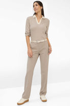Brax - Brax Cleo Top | Taupe Stripe - Top - Silvermaple Boutique 