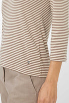Brax - Brax Cleo Top | Taupe Stripe - Top - Silvermaple Boutique 