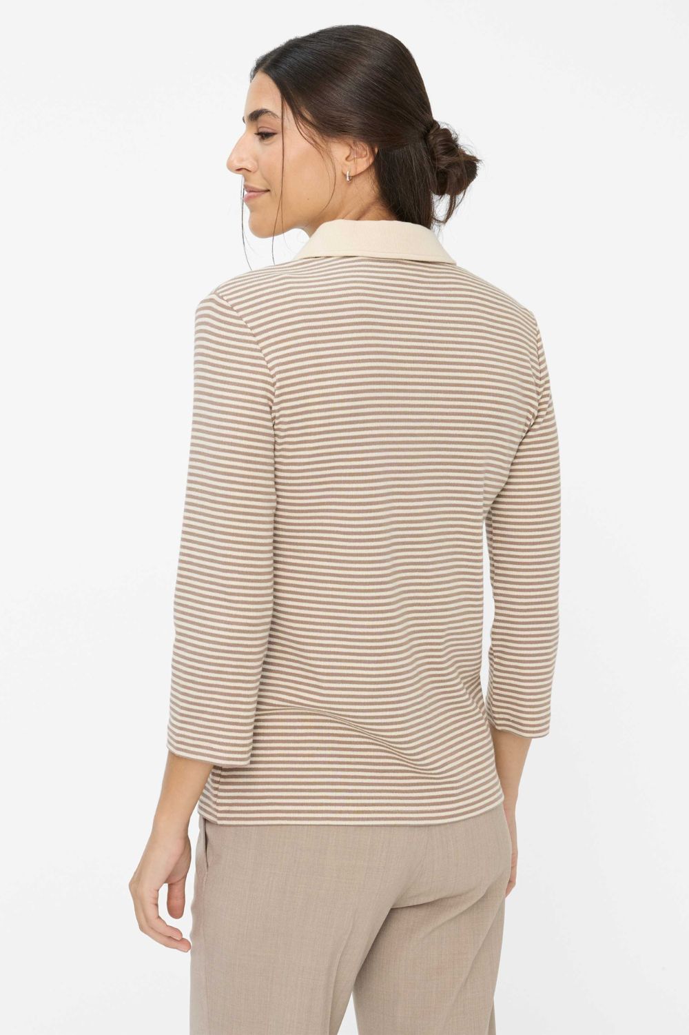 Brax - Brax Cleo Top | Taupe Stripe - Top - Silvermaple Boutique 