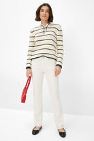 Brax - Lesley Buttoned Sweater | Eggshell Stripe - Knitwear - Silvermaple Boutique 