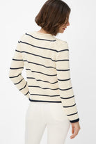 Brax - Lesley Buttoned Sweater | Eggshell Stripe - Knitwear - Silvermaple Boutique 