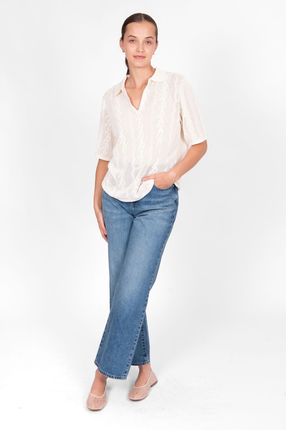 Bridge & Lord - Bridge & Lord Breezy Polo | Cream - Knitwear - Silvermaple Boutique 