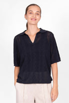 Bridge & Lord - Bridge & Lord Breezy Polo | Navy - Knitwear - Silvermaple Boutique 