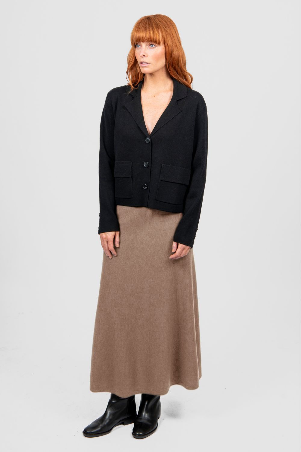 Bridge & Lord - Milano Flared Knit Skirt | Cobblestone - Skirt - Silvermaple Boutique 