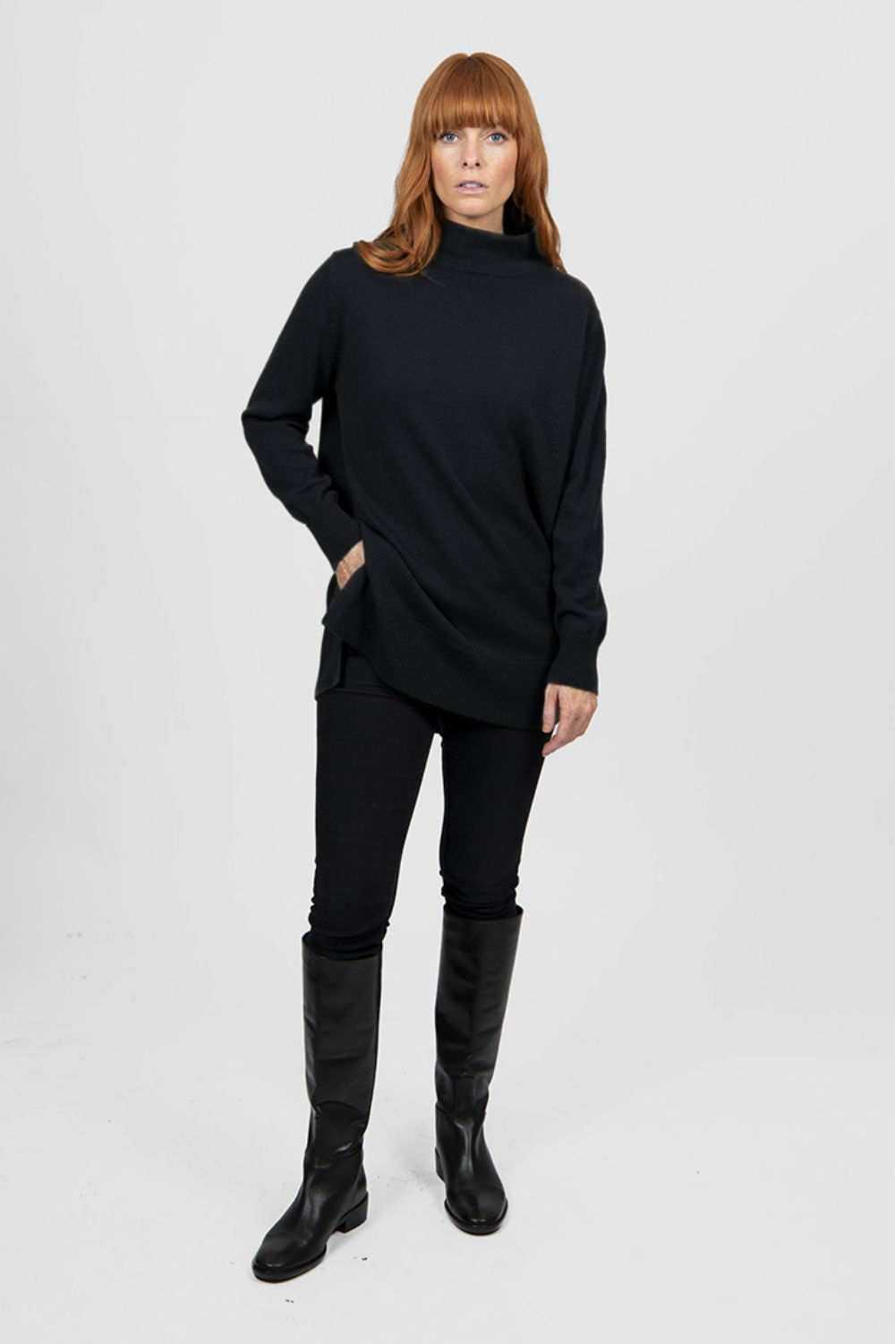 Bridge & Lord - Funnel Neck Tunic | Black - Top - Silvermaple Boutique 