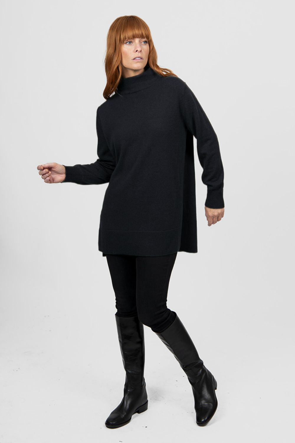 Bridge & Lord - Funnel Neck Tunic | Black - Top - Silvermaple Boutique 