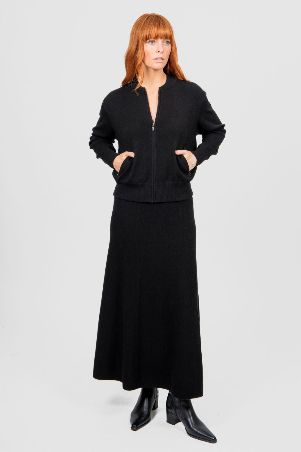 Bridge & Lord - Milano Flared Knit Skirt | Black - Skirt - Silvermaple Boutique 