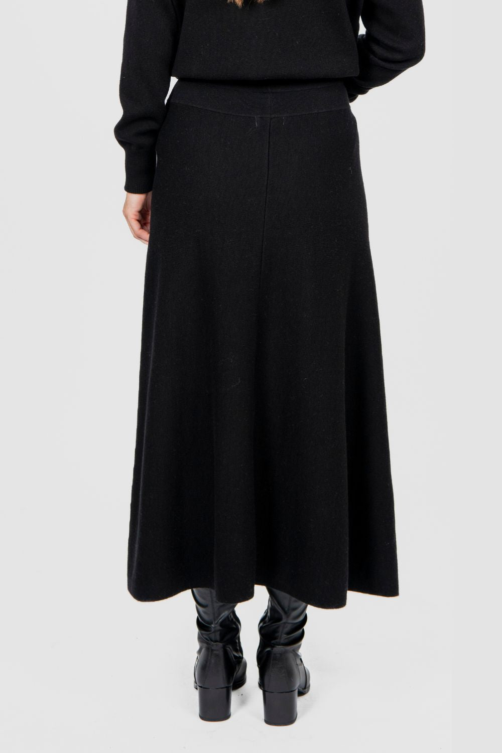 Bridge & Lord - Milano Flared Knit Skirt | Black - Skirt - Silvermaple Boutique 