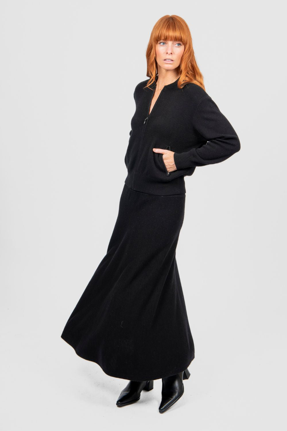 Bridge & Lord - Milano Flared Knit Skirt | Black - Skirt - Silvermaple Boutique 