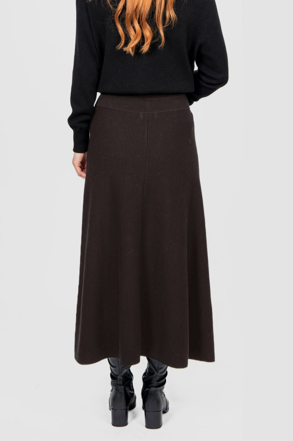 Bridge & Lord - Milano Flared Knit Skirt | Chocolate - Skirt - Silvermaple Boutique 