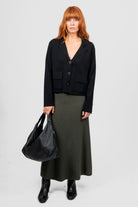 Bridge & Lord - Milano Flared Knit Skirt | Olive - Skirt - Silvermaple Boutique 