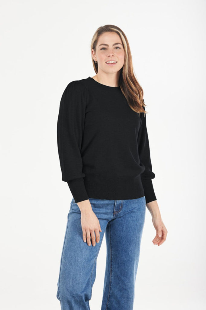 Crew Neck Pullover Puff Sleeve Silvermaple Boutique