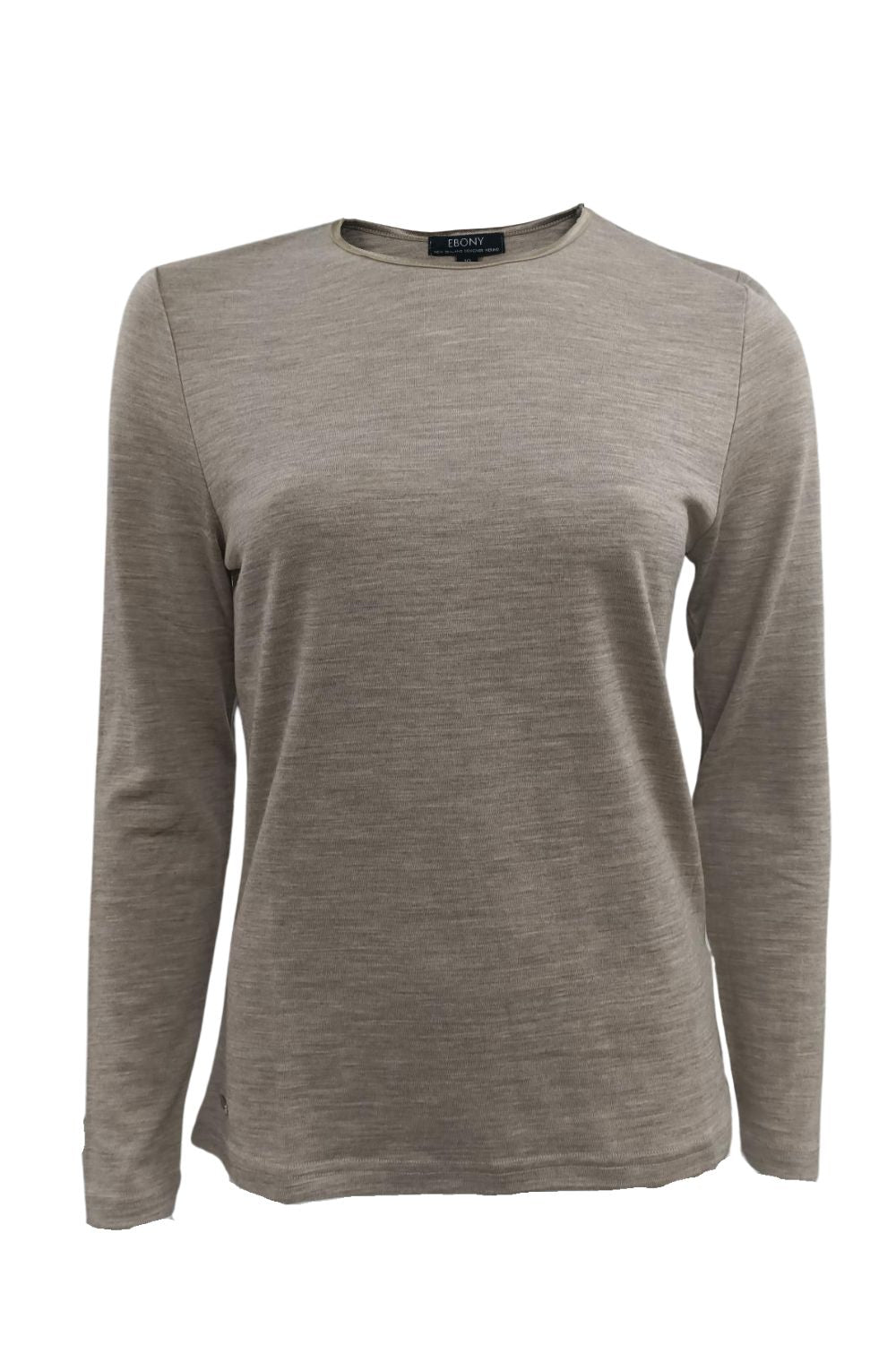 Ebony - Satin Trim Crew Neck | Cappuccino - Top - Silvermaple Boutique 