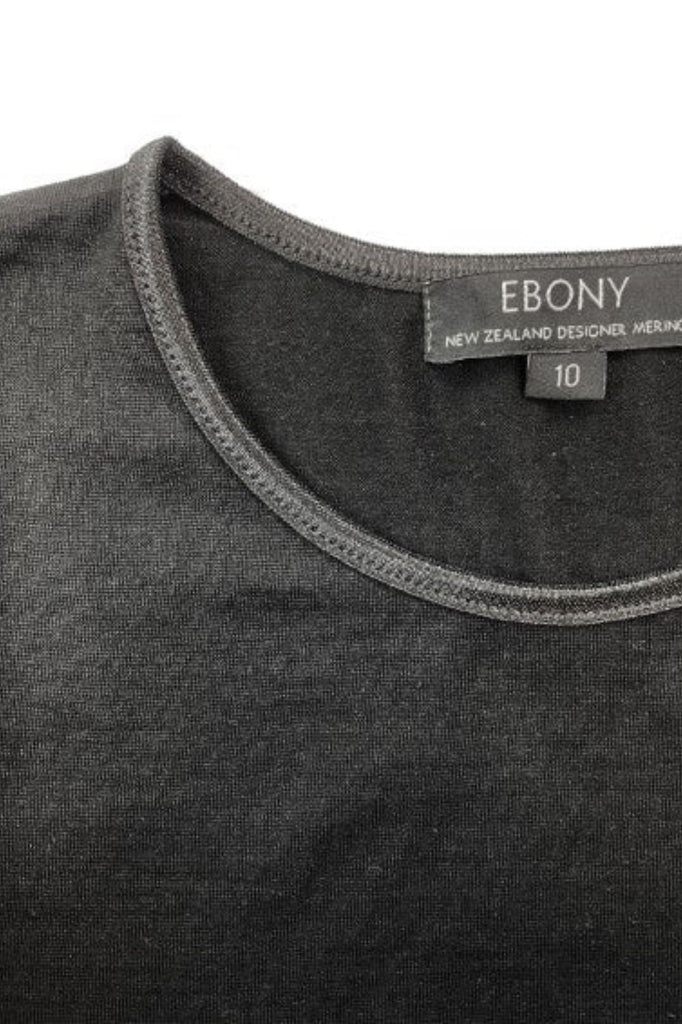 Ebony Satin Crew Neck | Black_Silvermaple Boutique