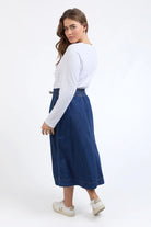 Elm Lifestyle - Greta Denim Skirt | Dark Blue Wash - Skirt - Silvermaple Boutique 