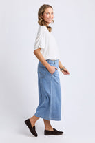 Elm Lifestyle - Scallop Edge Denim Skirt | Light Blue Wash - Skirt - Silvermaple Boutique 