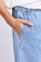 Elm Lifestyle - Scallop Edge Denim Skirt | Light Blue Wash - Skirt - Silvermaple Boutique 