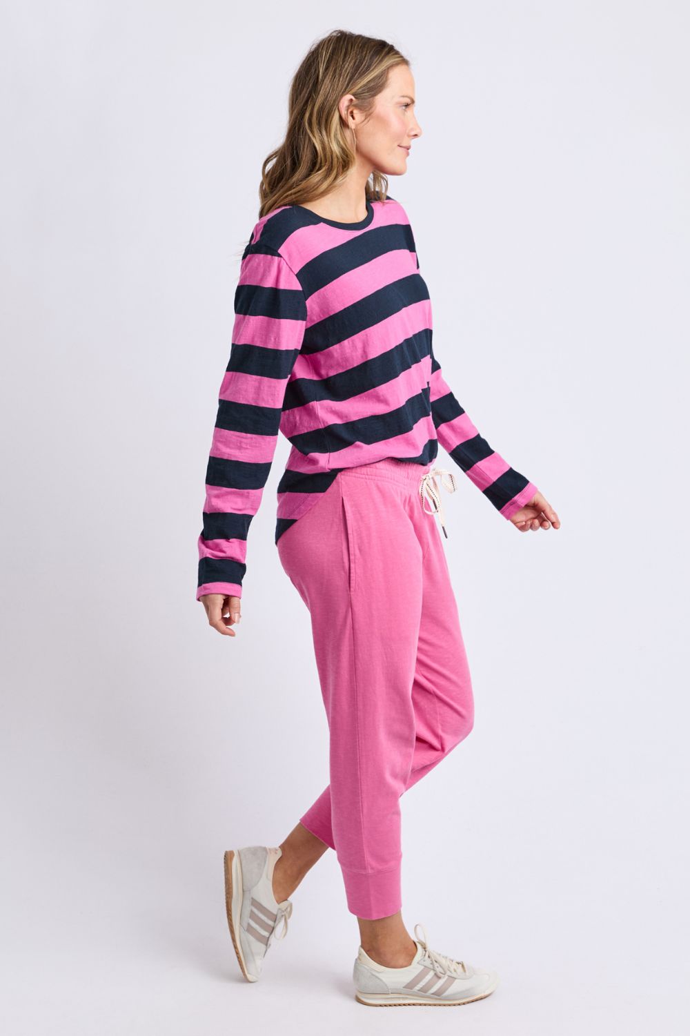 Elm Lifestyle - Spritz Stripe L/S Tee | Hot Pink/Navy - Top - Silvermaple Boutique 