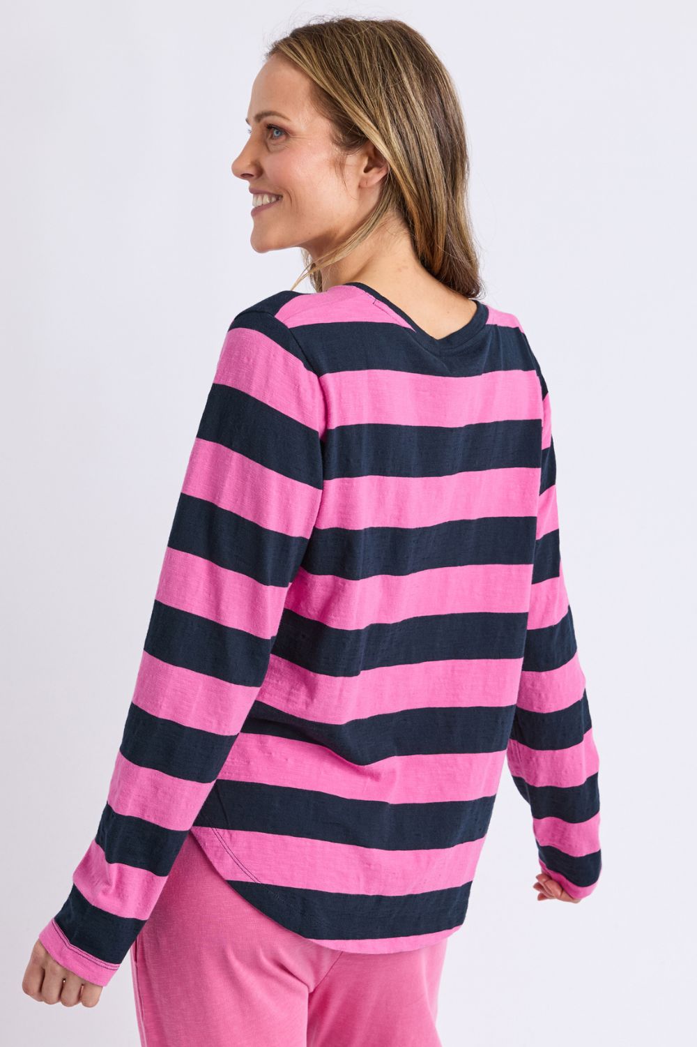 Elm Lifestyle - Spritz Stripe L/S Tee | Hot Pink/Navy - Top - Silvermaple Boutique 