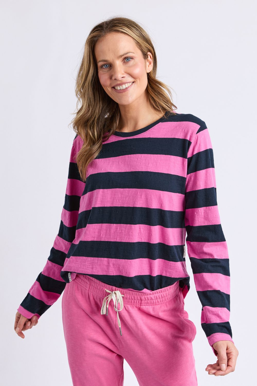 Elm Lifestyle - Spritz Stripe L/S Tee | Hot Pink/Navy - Top - Silvermaple Boutique 
