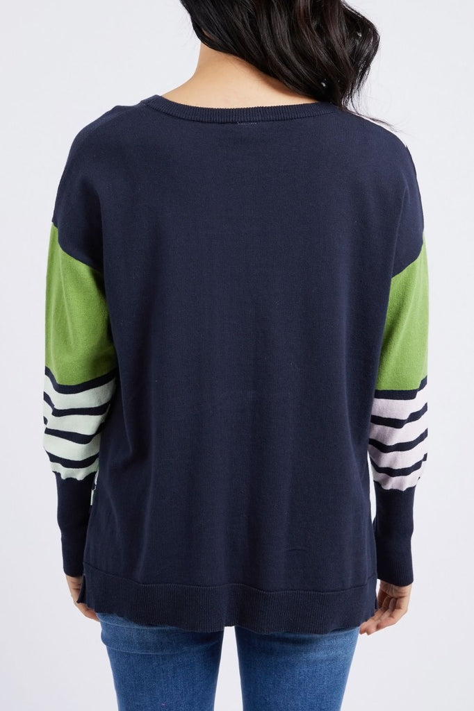 Elm Lifestyle Fig Mixed Knit | Navy / Jungle Green / Stripe_Silvermaple Boutique