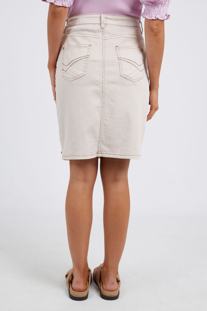 Elm Lifestyle Belle Denim Skirt | Oat/Tan Stitch _ Silvermaple Boutique