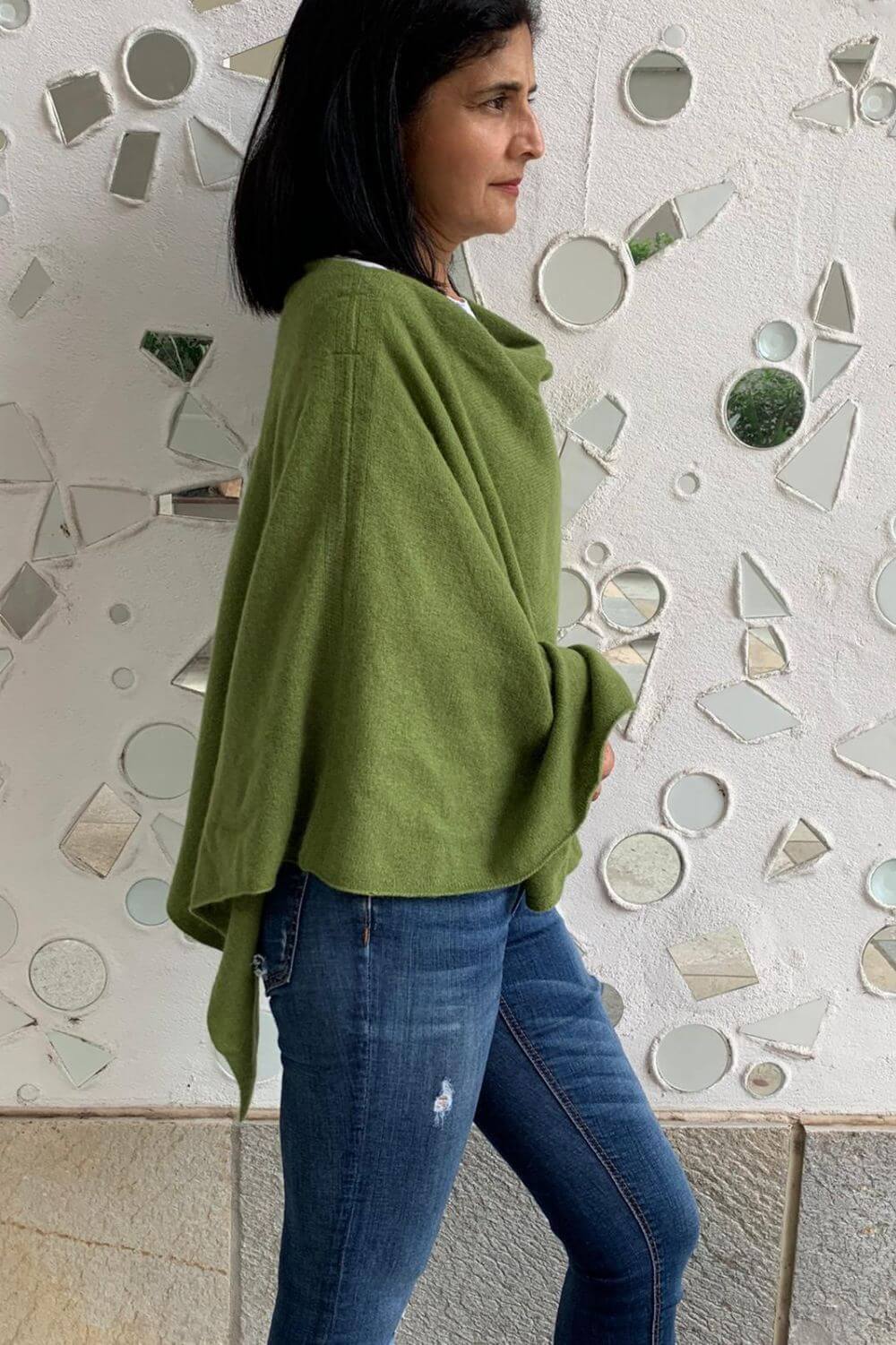 Fangsco - Cashmere Poncho | Loden - Scarves & Wraps - Silvermaple Boutique 