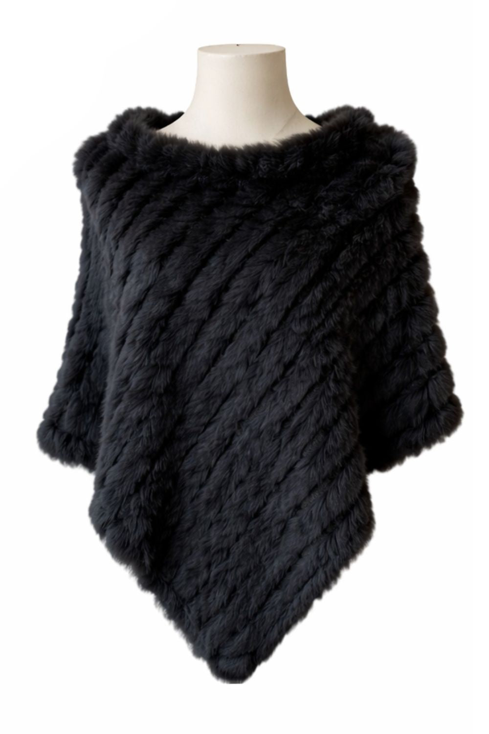 Fangsco - Fur Poncho | Black - Scarves & Wraps - Silvermaple Boutique 