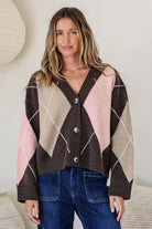 Fashion Curated - Argyle Cardi | Blush Latte - Cardigan - Silvermaple Boutique 