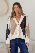 Fashion Curated - Argyle Cardi | Choc Latte - Cardigan - Silvermaple Boutique 