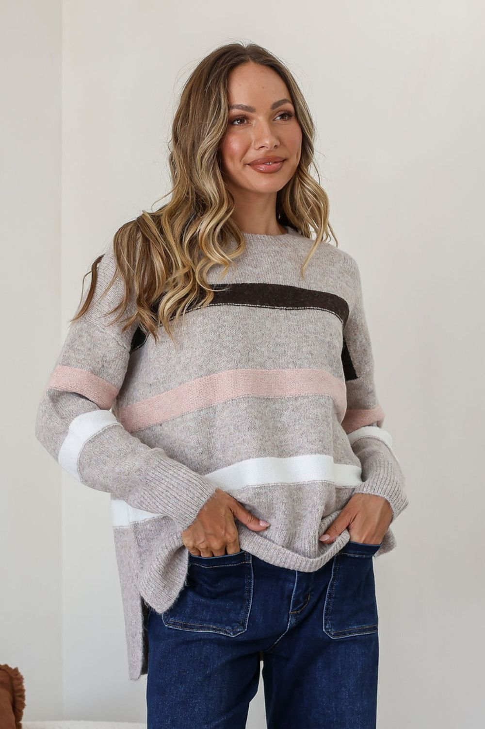 Fashion Curated - Aspen Stripe Knit | Mocha - Knitwear - Silvermaple Boutique 