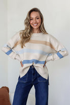 Fashion Curated - Aspen Stripe Knit | Sky Latte - Knitwear - Silvermaple Boutique 