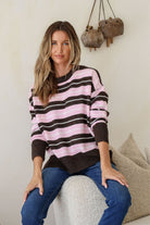 Fashion Curated - Bedford Stripe Knit | Pink Choc - Knitwear - Silvermaple Boutique 