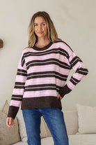 Fashion Curated - Bedford Stripe Knit | Pink Choc - Knitwear - Silvermaple Boutique 