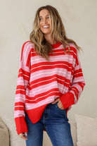 Fashion Curated - Bedford Stripe Knit | Red Pink - Knitwear - Silvermaple Boutique 