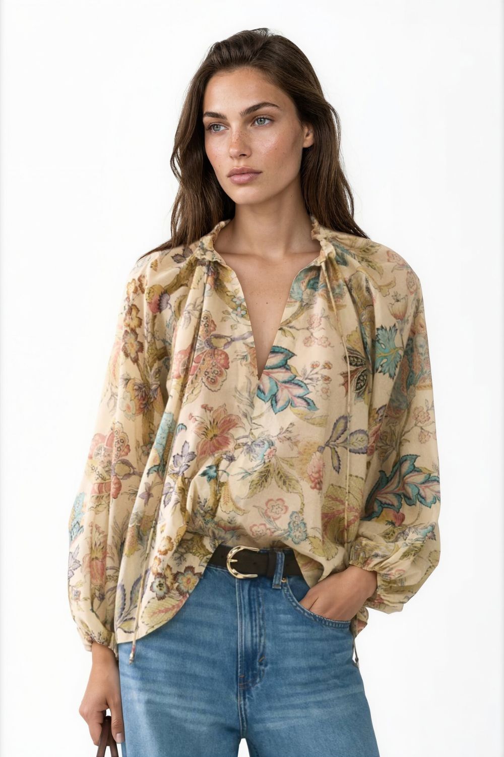 Fashion Curated - Covent Garden Blouse | Natural Floral - Blouse - Silvermaple Boutique 