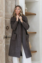 Fashion Curated - Longline Cable Cardi | Chocolate - Cardigan - Silvermaple Boutique 