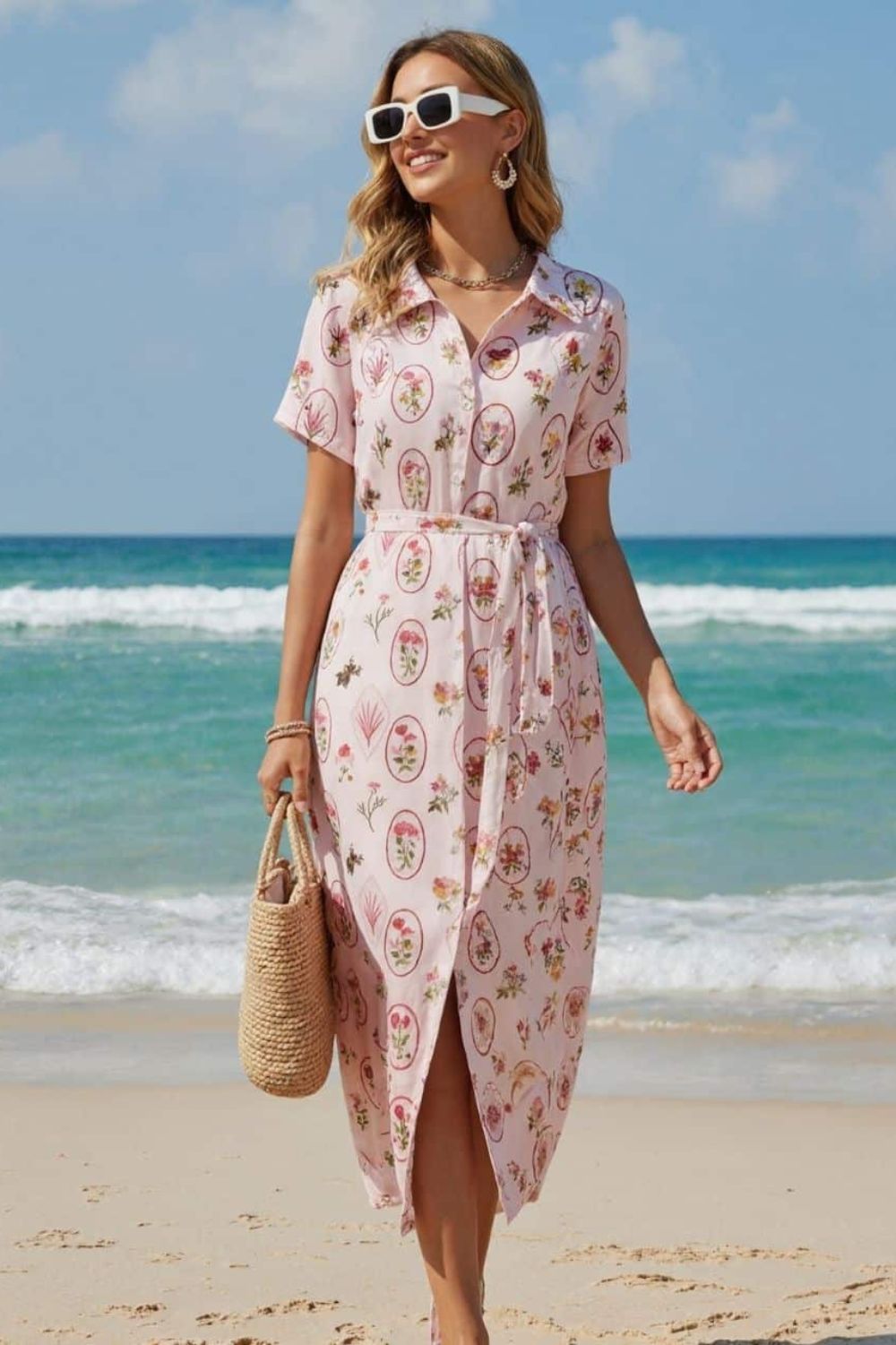 Fashion Curated - Mandy Belted Dress | Pink Floral - Dress - Silvermaple Boutique 