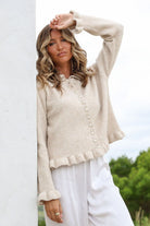 Fashion Curated - Mayfair Pearl Cardi | Latte - Cardigan - Silvermaple Boutique 