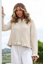 Fashion Curated - Mayfair Pearl Cardi | Latte - Cardigan - Silvermaple Boutique 