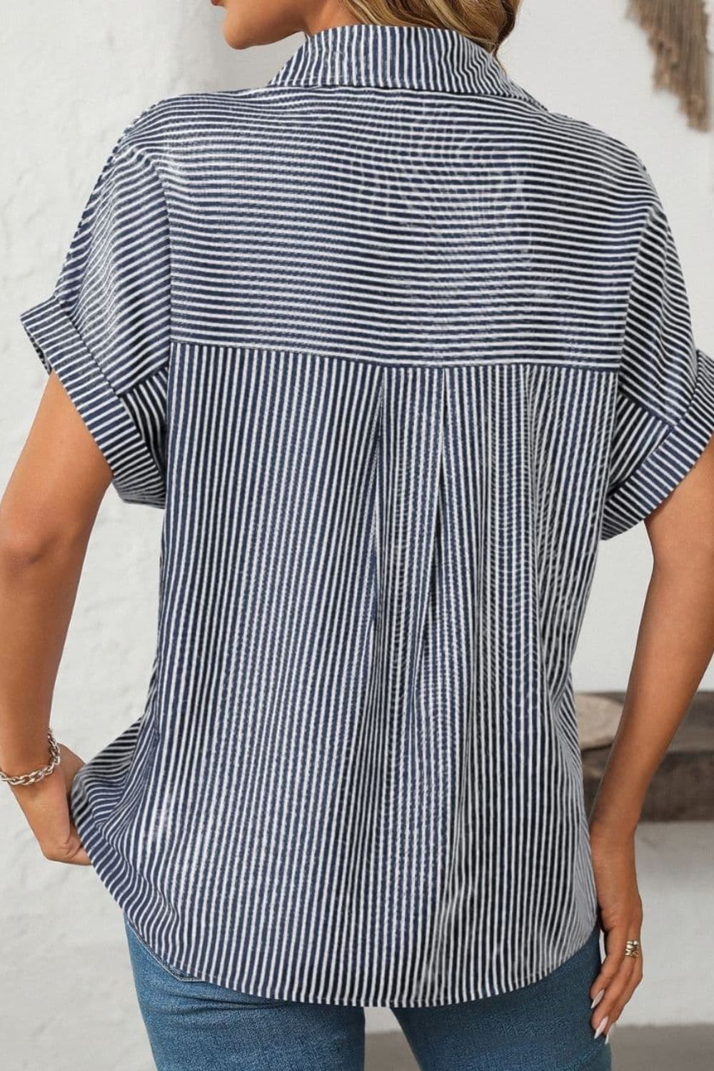 Fashion Curated - Nancy Stripe Shirt | Navy - Shirt - Silvermaple Boutique 