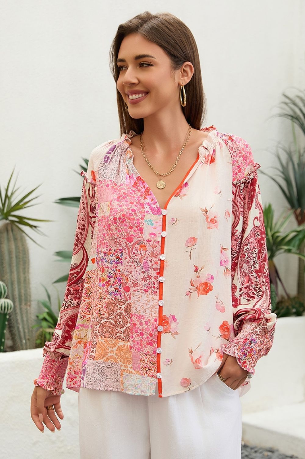 Fashion Curated - Patchwork Paisley Shirt | Pink - Shirt - Silvermaple Boutique 
