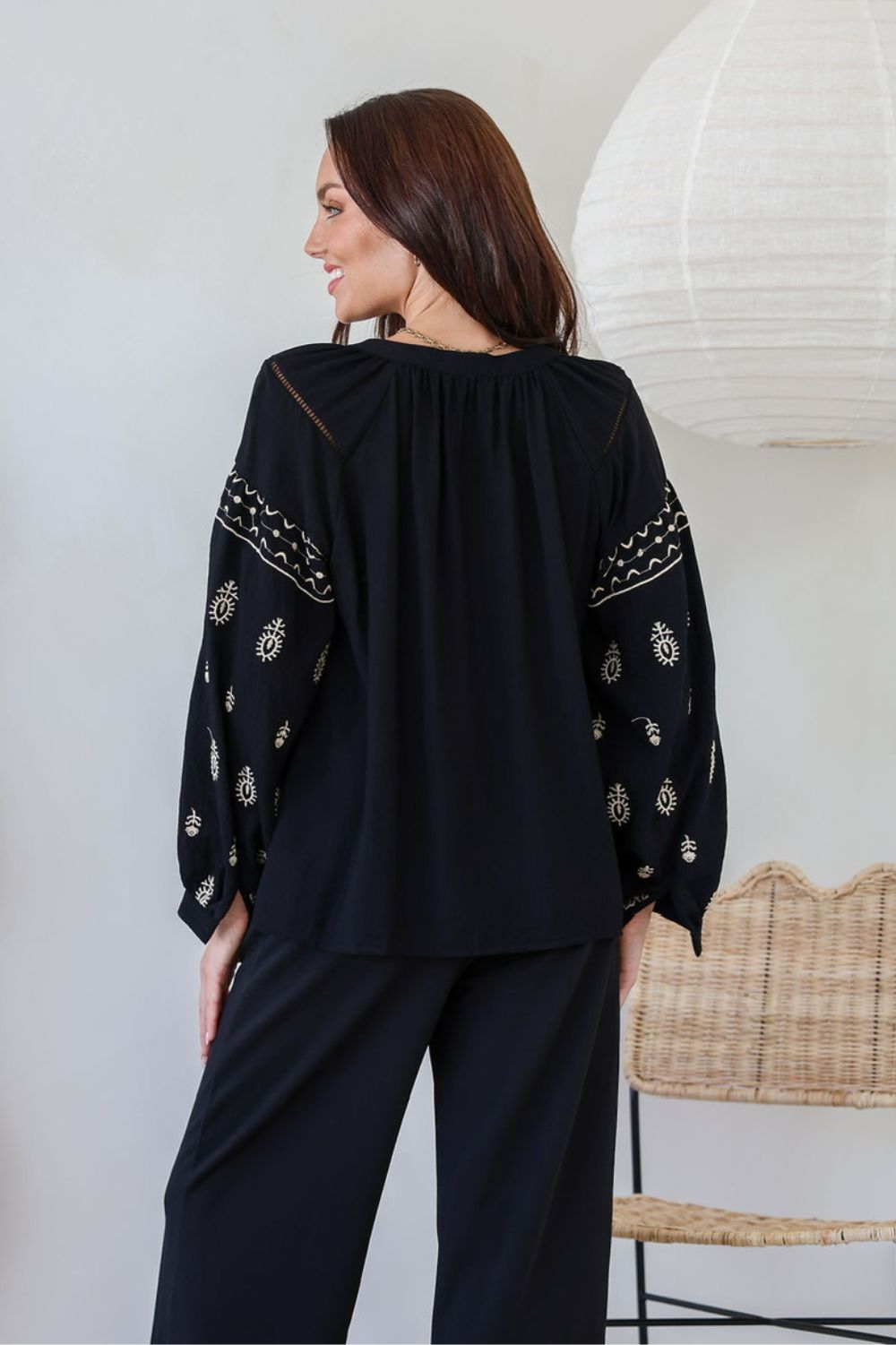 Fashion Curated - Prescott Embroidered Tassel Top | Black - Top - Silvermaple Boutique 